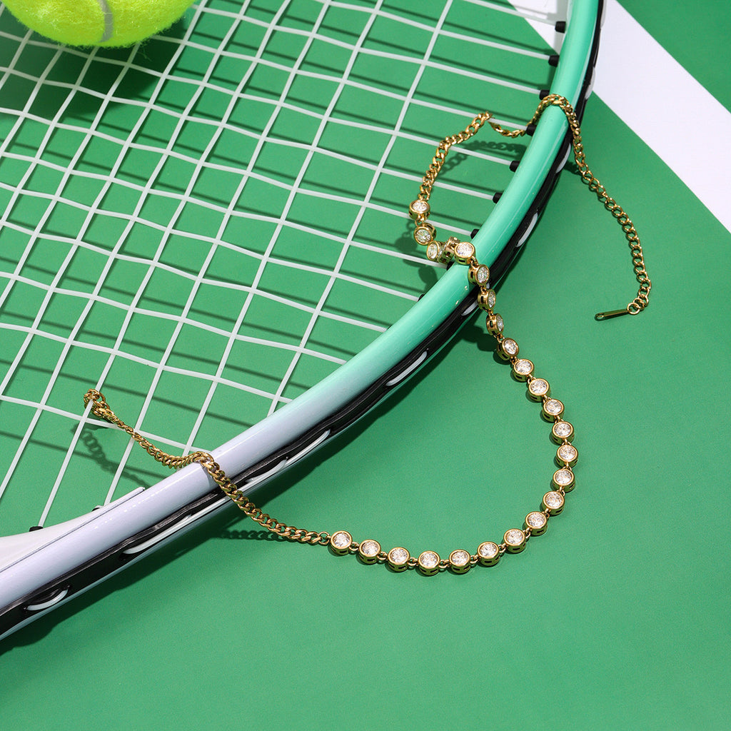 18K Gold Chic Tennis Chain Choker Necklace