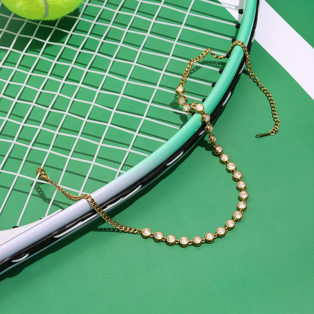 18K Gold Chic Tennis Chain Choker Necklace