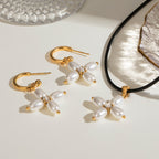 18K Gold Cross Pearl Rope Pendant Necklace