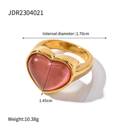 18K Gold Pink Heart Ring