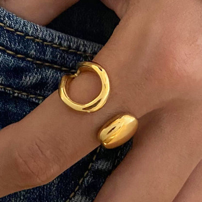 18K Gold Smooth Geometric Statement Cuff Ring