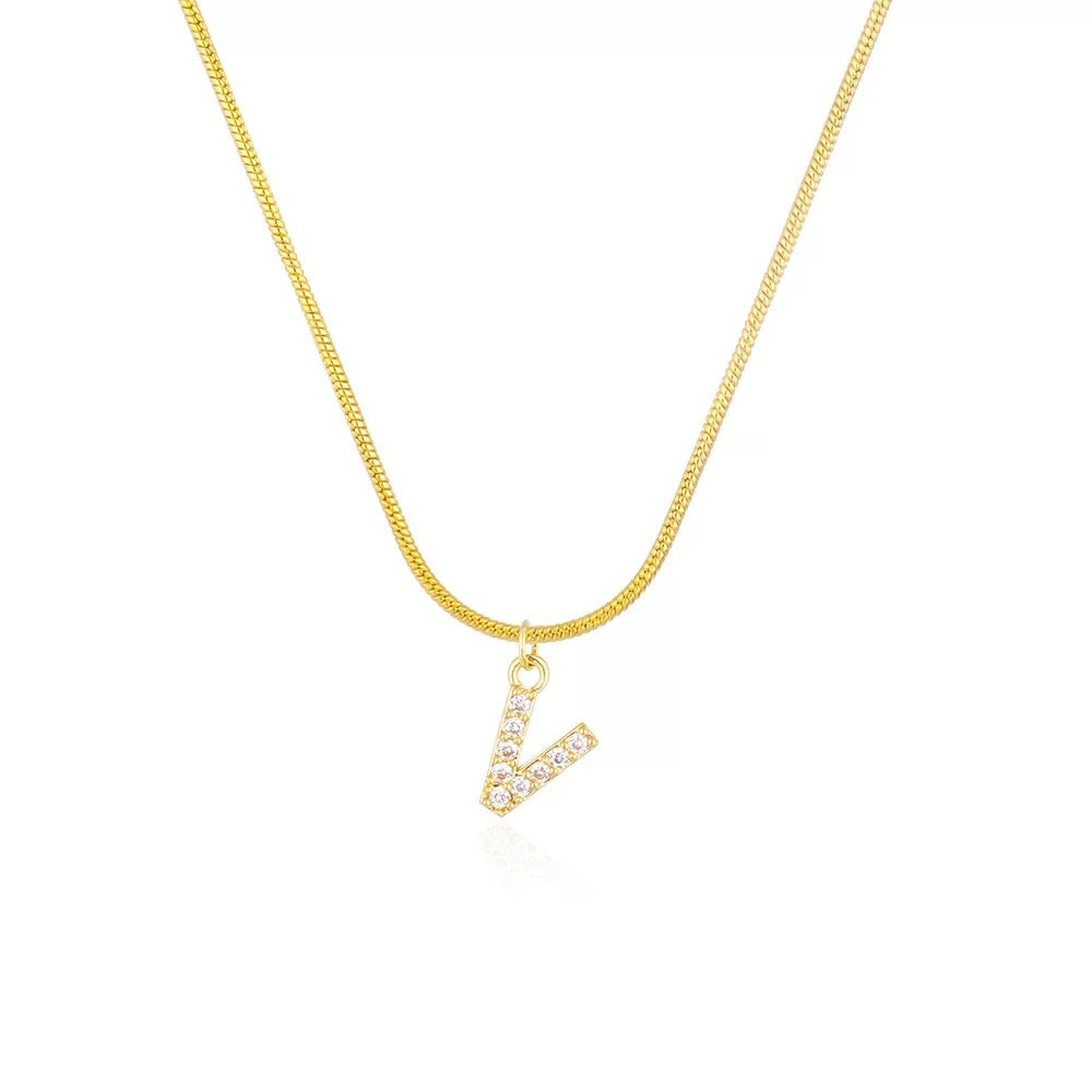 18K Gold Minimalist Glam Initial Necklace