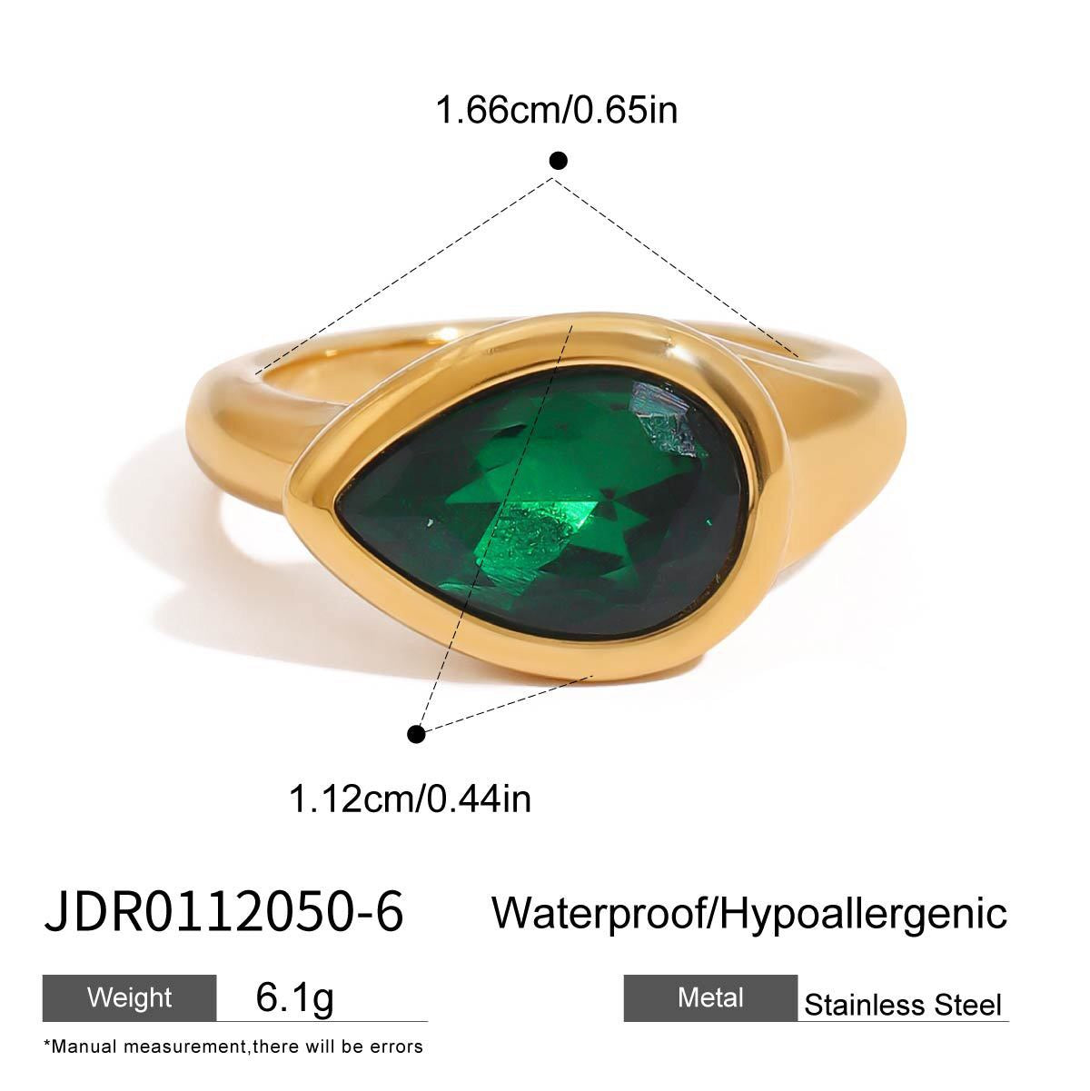 18K Gold Emerald Heiress Cross Snake Statement CZ Cocktail Ring
