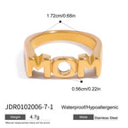 18K Gold MOM DAD BRO Letter Stacking Ring