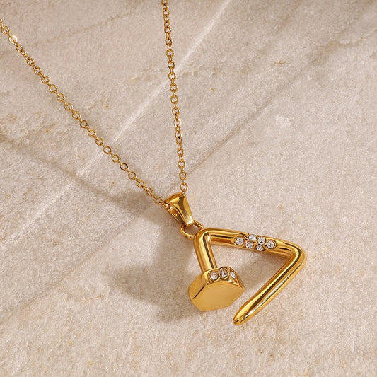 18K Gold Chic Triangle Nail Pendant Necklace