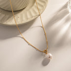 18K Gold Classic Dainty Pearl Pendant Necklace
