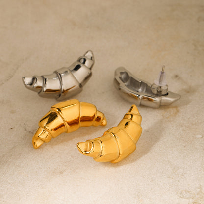 18K Gold Croissant Statement Stud Earrings