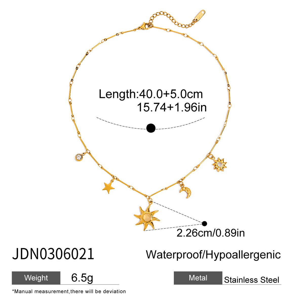 18K Gold Opal Forever Sun Pendant Statement Charm Necklace