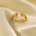 18K Gold Evil Eye Stacking Ring