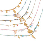 18K Gold Color String Ocean Themed Charm Necklace