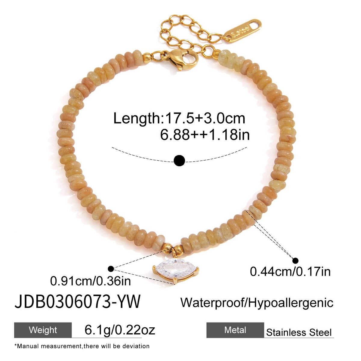 18K Gold Summer Carnival Color Beaded Charm Bracelet