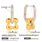 18K Gold and Silver Two Tone Flower Small Hoop Dangle Huggie Earrings