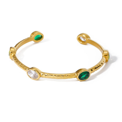 Emerald Bangle Gold Bracelet