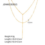 18K Gold Minimalist Layered Lariat Necklace