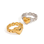 18K Gold and Silver Two Tone Delicate Heart Watch Band Ring