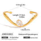 18K Gold Curved Seduction Statement Cuff Bangle Bracelet