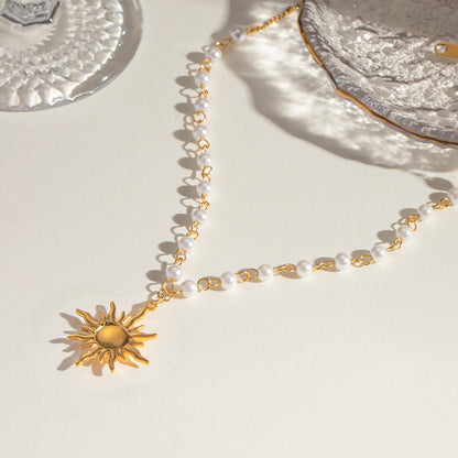 18K Gold Sun Pearl Necklace