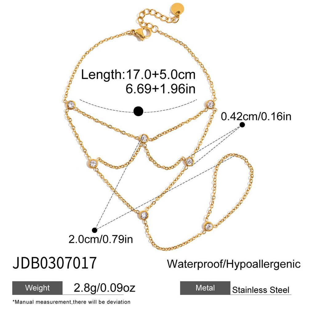 18K Gold Starry Dream Catcher Dainty Hand Chain Bracelet