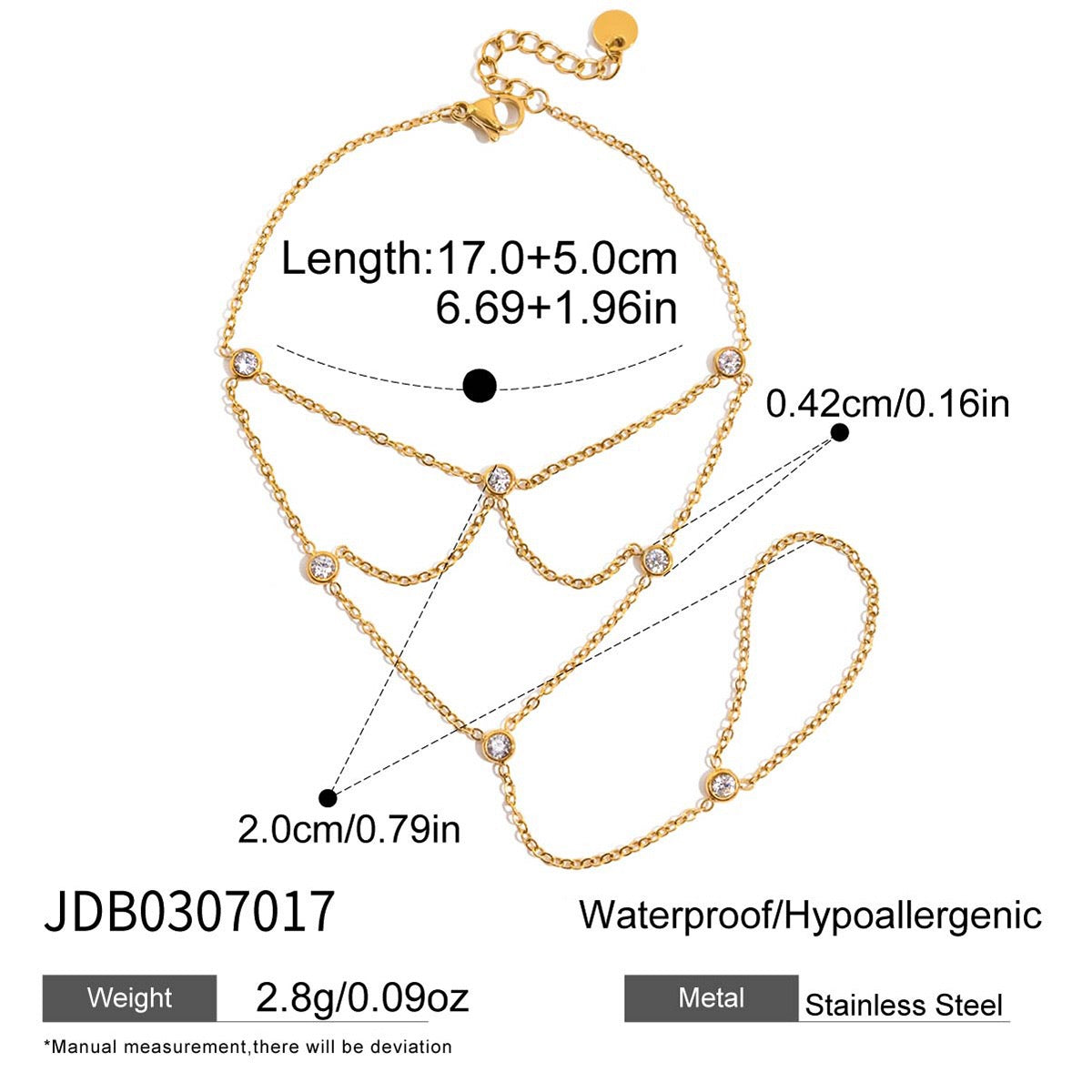 18K Gold Starry Dream Catcher Dainty Hand Chain Bracelet