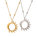 18K Gold Glowing Sun Statement Pendant Necklace