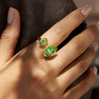18K Gold Royal Emerald Green Statement Cuff Ring
