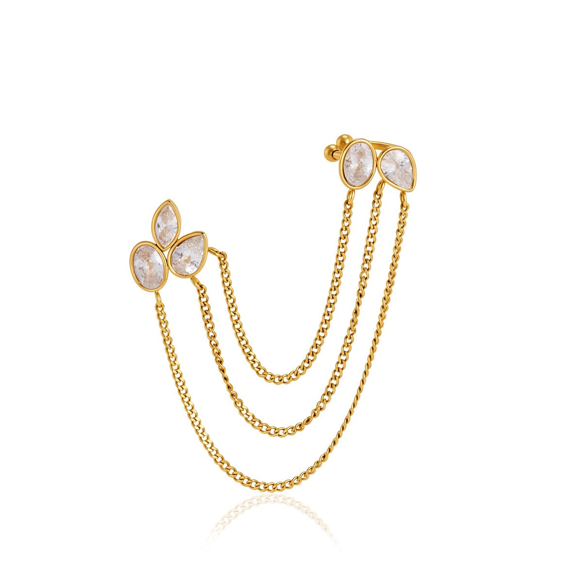 18K Gold Cascade Chain Ear Cuff