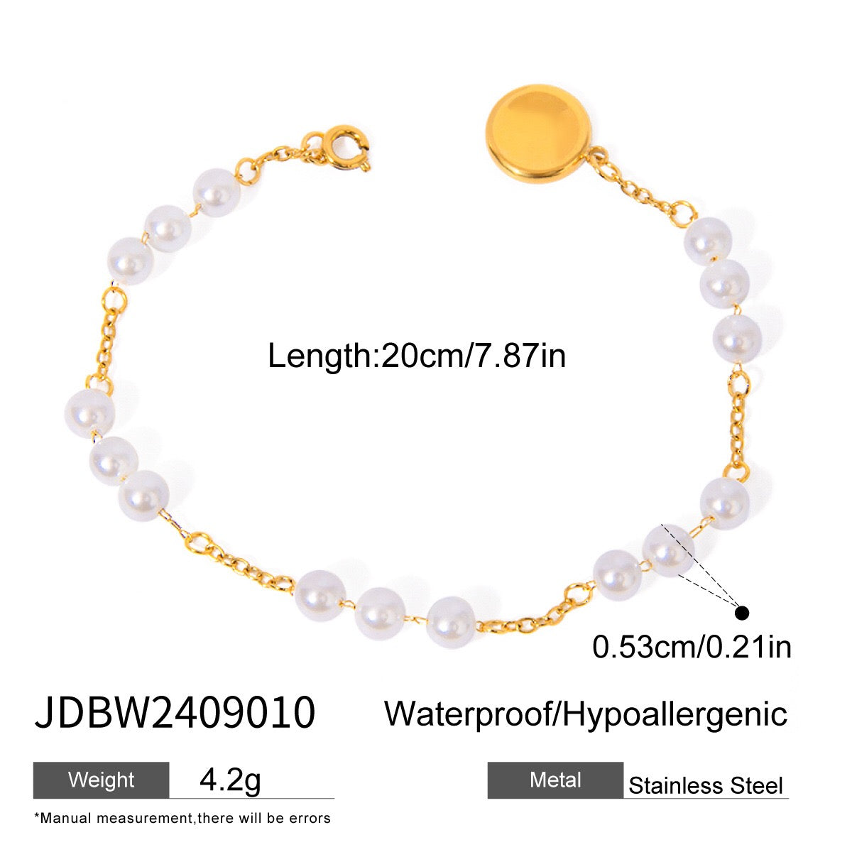 18K Gold Floating Pearls Chain Bracelet Stack
