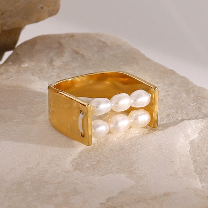 18K Gold Endless Muse Beaded Pearl Statement Ring