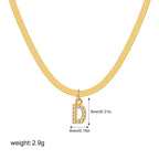18K Gold Minimalist Glam Herringbone Chain Initial Dainty Necklace