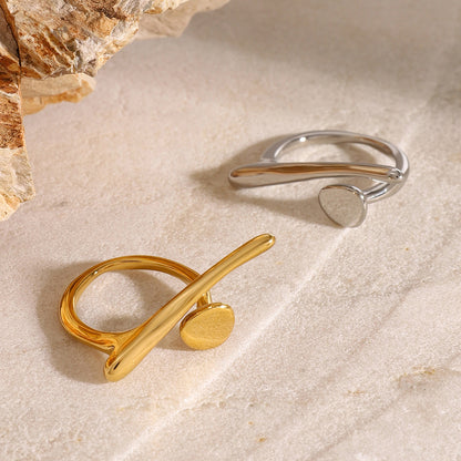 18K Gold Unique Geometric Statement Ring