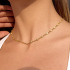 18K Gold Petal Tease Dainty Flower Chain Necklace Jewelry Set