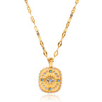 18K Gold Turquoise Evil Eye Pendant Beaded Statement Layered Necklace Set