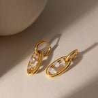 18K Gold The Spotlight Small Hoop Dangle Drop Huggie Earrings