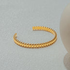 18K Gold Power Play Ribbed Cuff Bangle Paperclip Chain Bracelets Stack