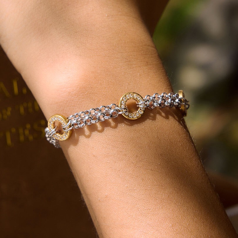 18K Gold and Silver Off Duty Two Tone Chain Bracelet