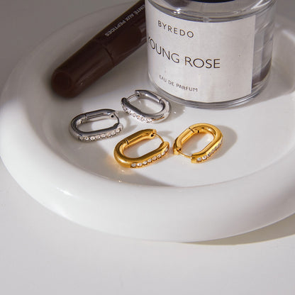 18K Gold and Silver Midnight Tease CZ Small Hoop Huggie Earrings