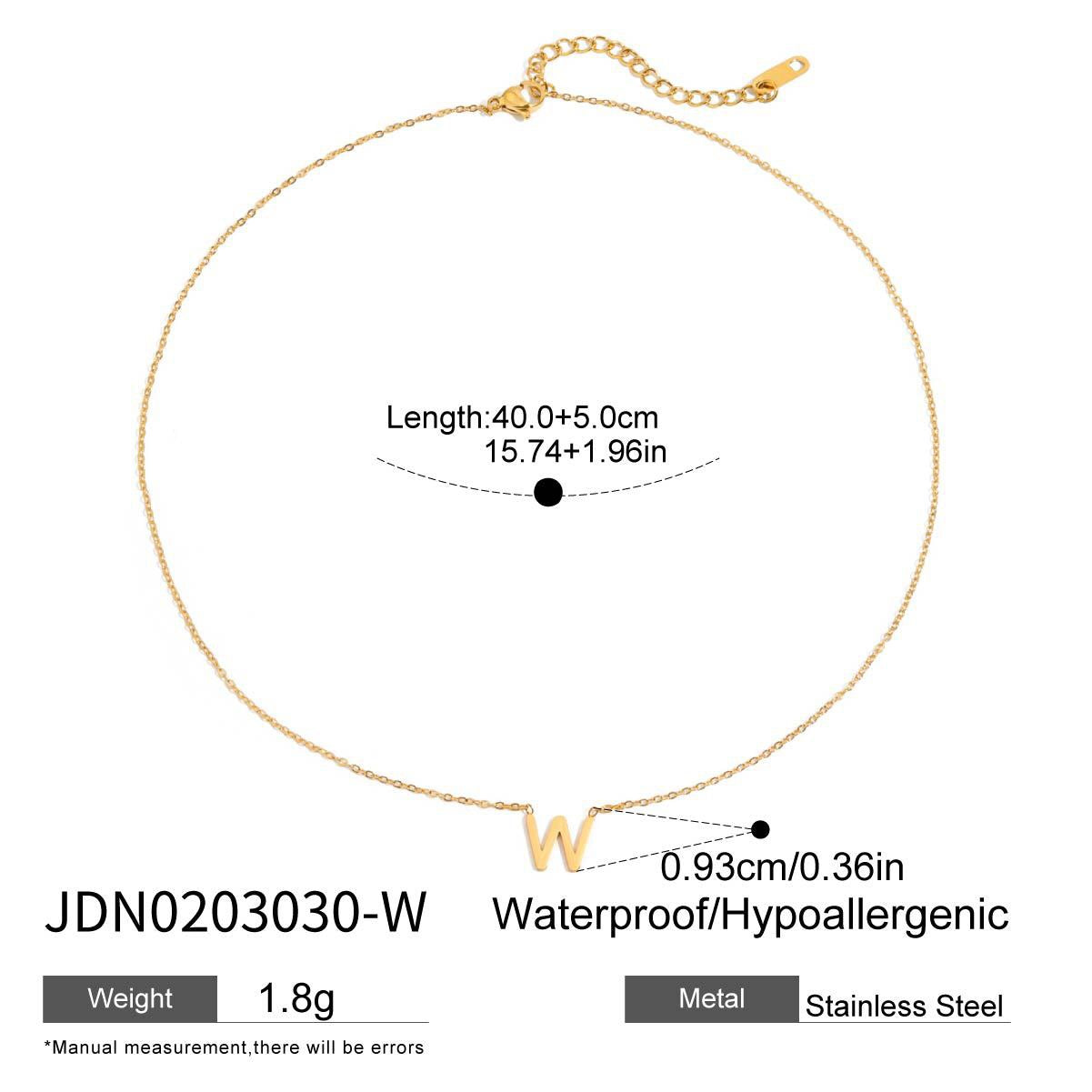 18K Gold Minimalist Initial Letter Dainty Chain Necklace