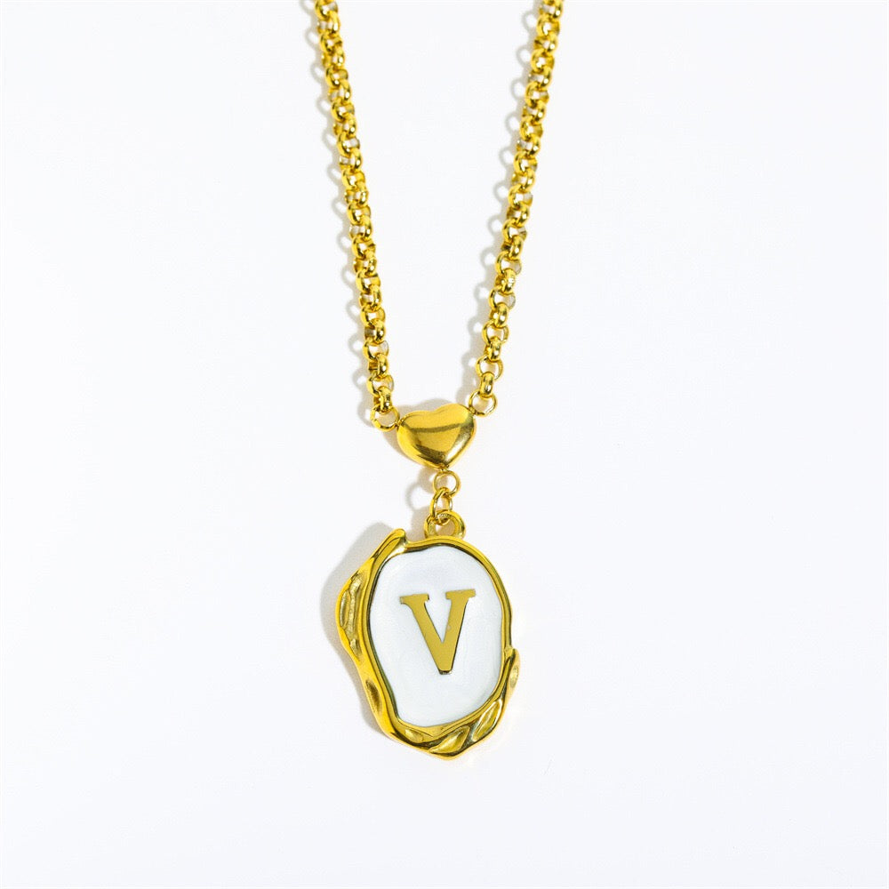 18K Gold Luxury Initial Pendant Necklace