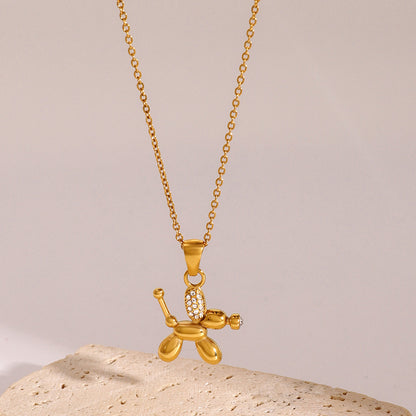 18K Gold Balloon Dog Pendant Necklace