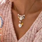 18K Gold Soft Harmony Pearl Charm Statement Necklace