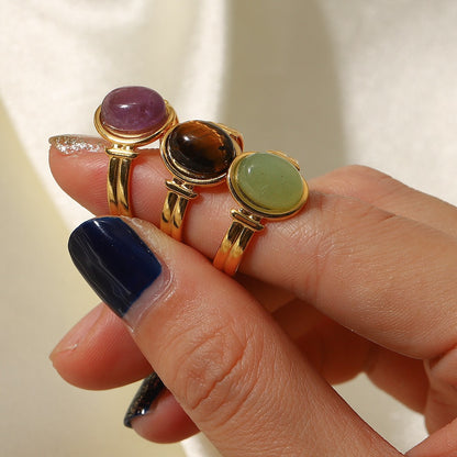 18K Gold Color Gemstone Statement Ring