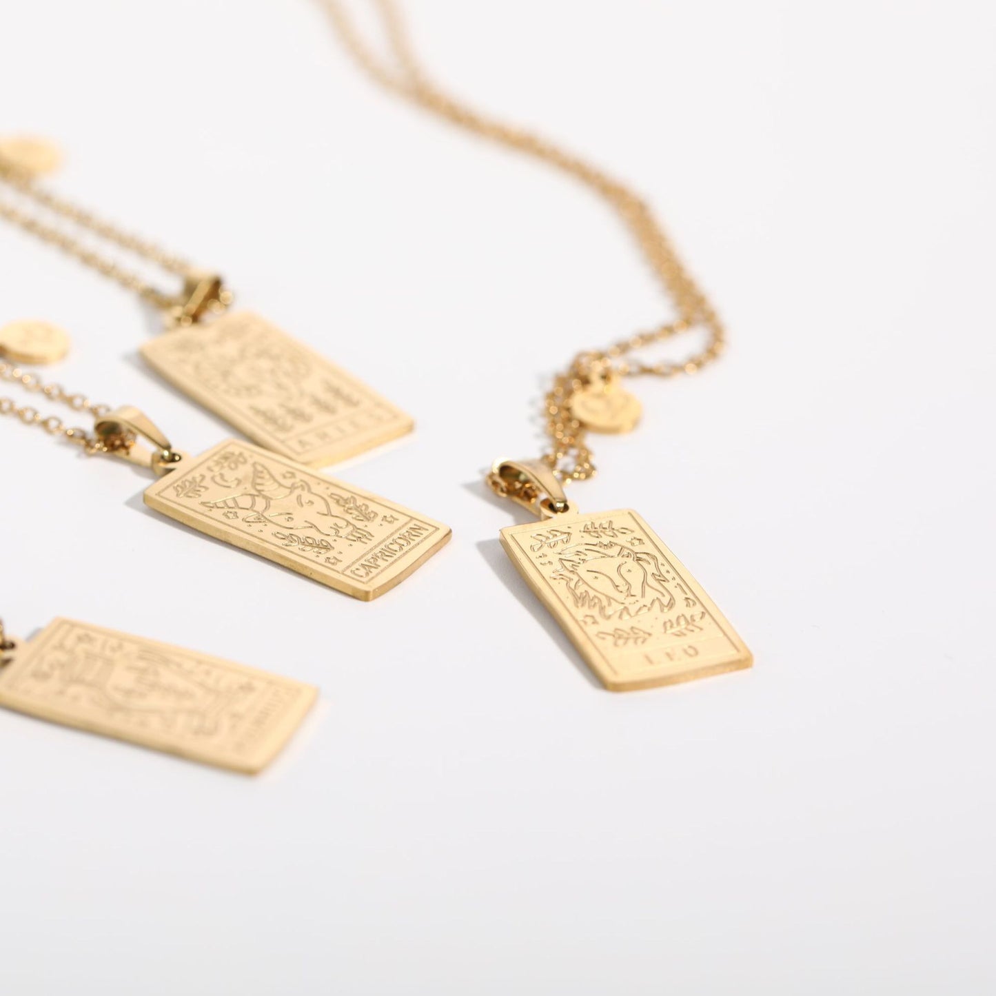 18K Gold Zodiac Plate Pendant Necklace