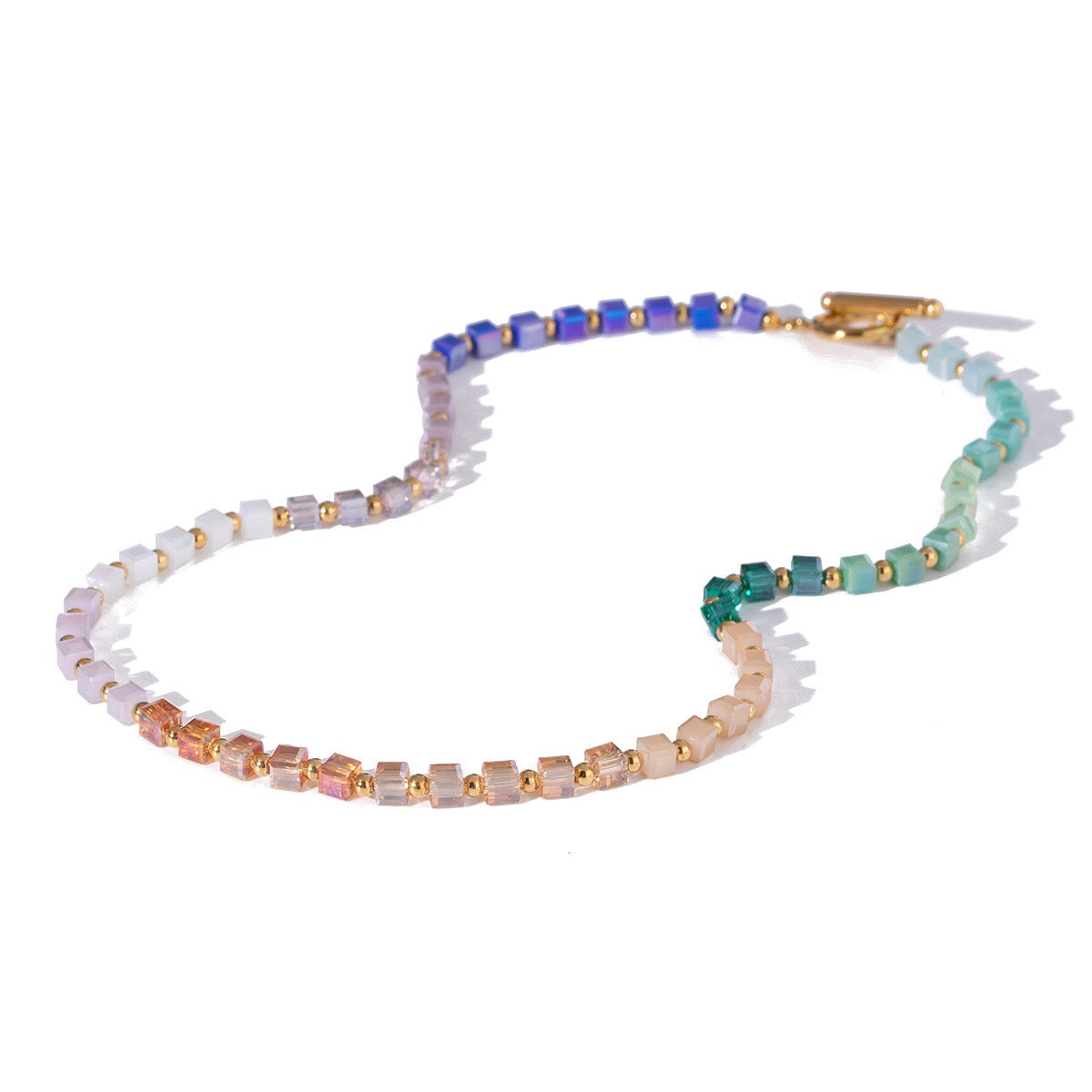 18K Gold Chakra Beaded Toggle Necklace