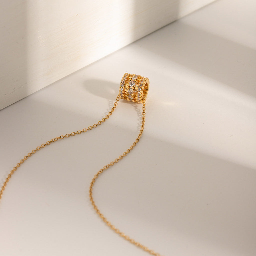 18K Gold Bling Ring Pendant Necklace