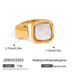 18K Gold Classy Square Pearl Cuff Ring