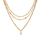 18K Gold Moonlit Tear Dainty Chain Layered Necklace Set