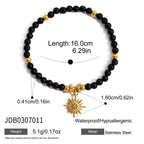 18K Gold Tiger Eye Starry Charm Beaded Bracelet Stack