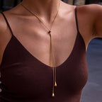 18K Gold Allure Teardrop Adjustable Lariat Chain Necklace