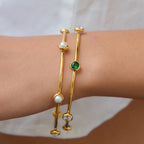 18K Gold Tiny Treasure Statement Slim Bangle Bracelet