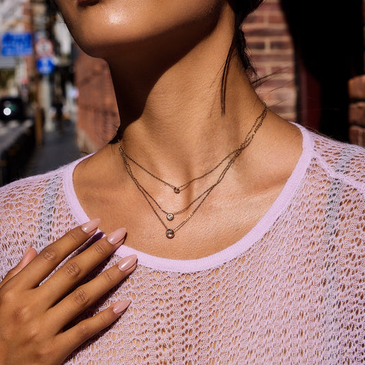 18K Gold Soft Spark Dainty Chain Layered Necklace Set
